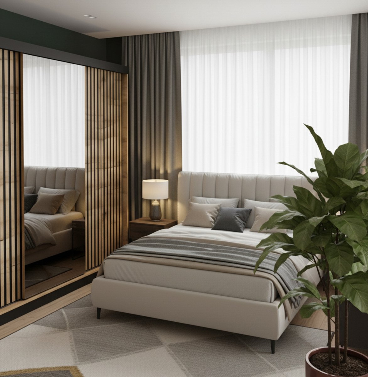 Schuifdeurkast met Spiegel 200 cm – Luxe Kledingkast Eiken Goud – Garderobekast met Schuifdeuren & Hanggedeelte – Moderne Opbergkast voor Slaapkamer of Woonkamer – Medahomestore MALANI 200