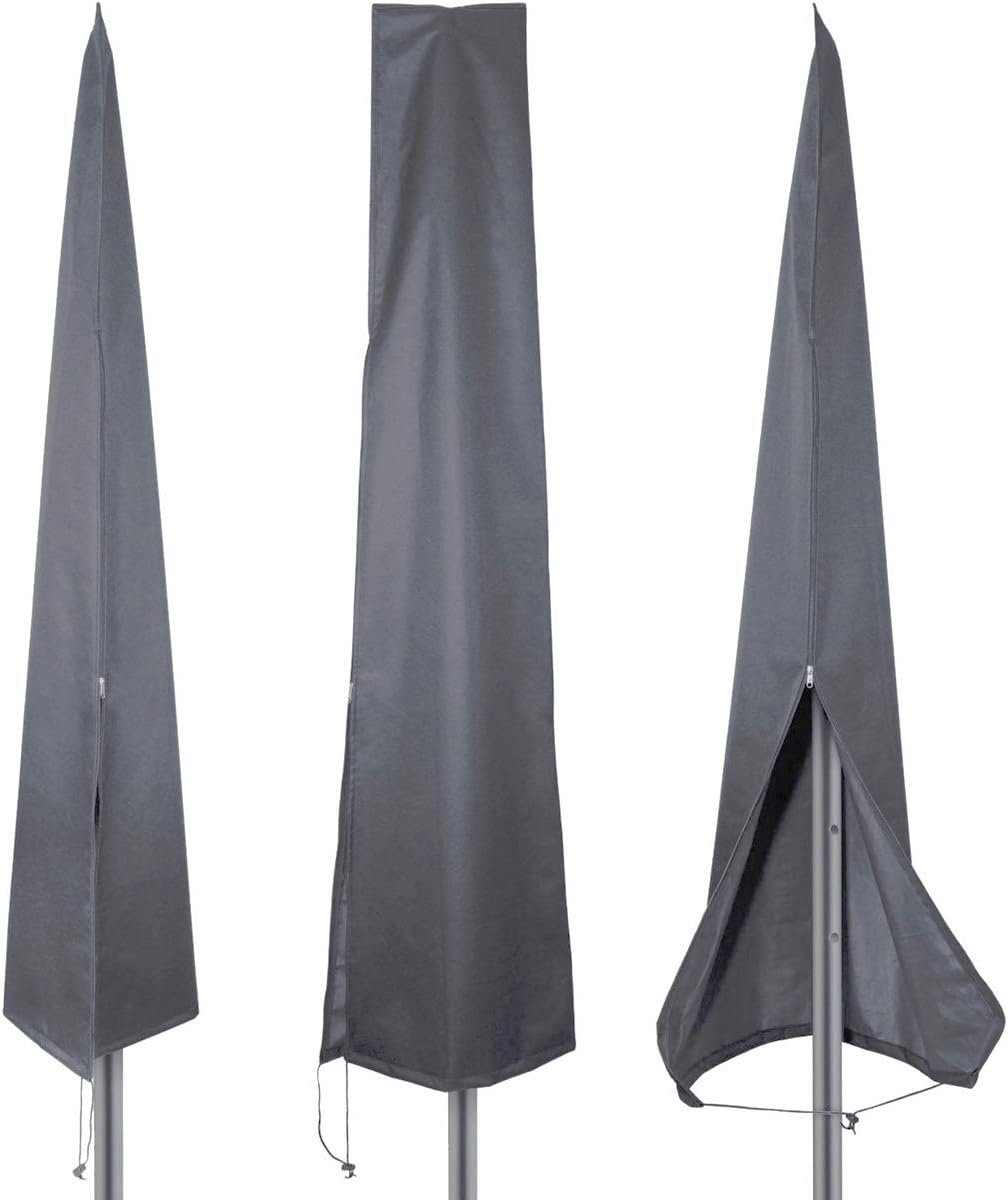 Parasolhoes met ritssluiting- beschermhoes voor tuinparasol- anti-UV- anti-wind- waterdicht- parasolhoes van 600D Oxford-stof. Toepasbaar op Ø 1-8-3-4 m (grijs)