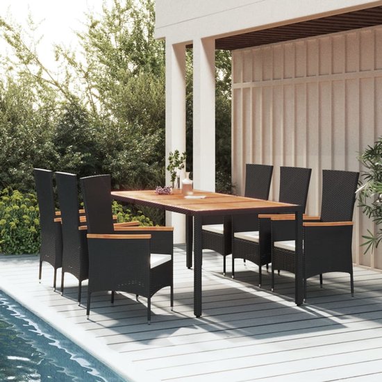 vidaXL-7-delige-Tuinset-met-kussens-poly-rattan-zwart