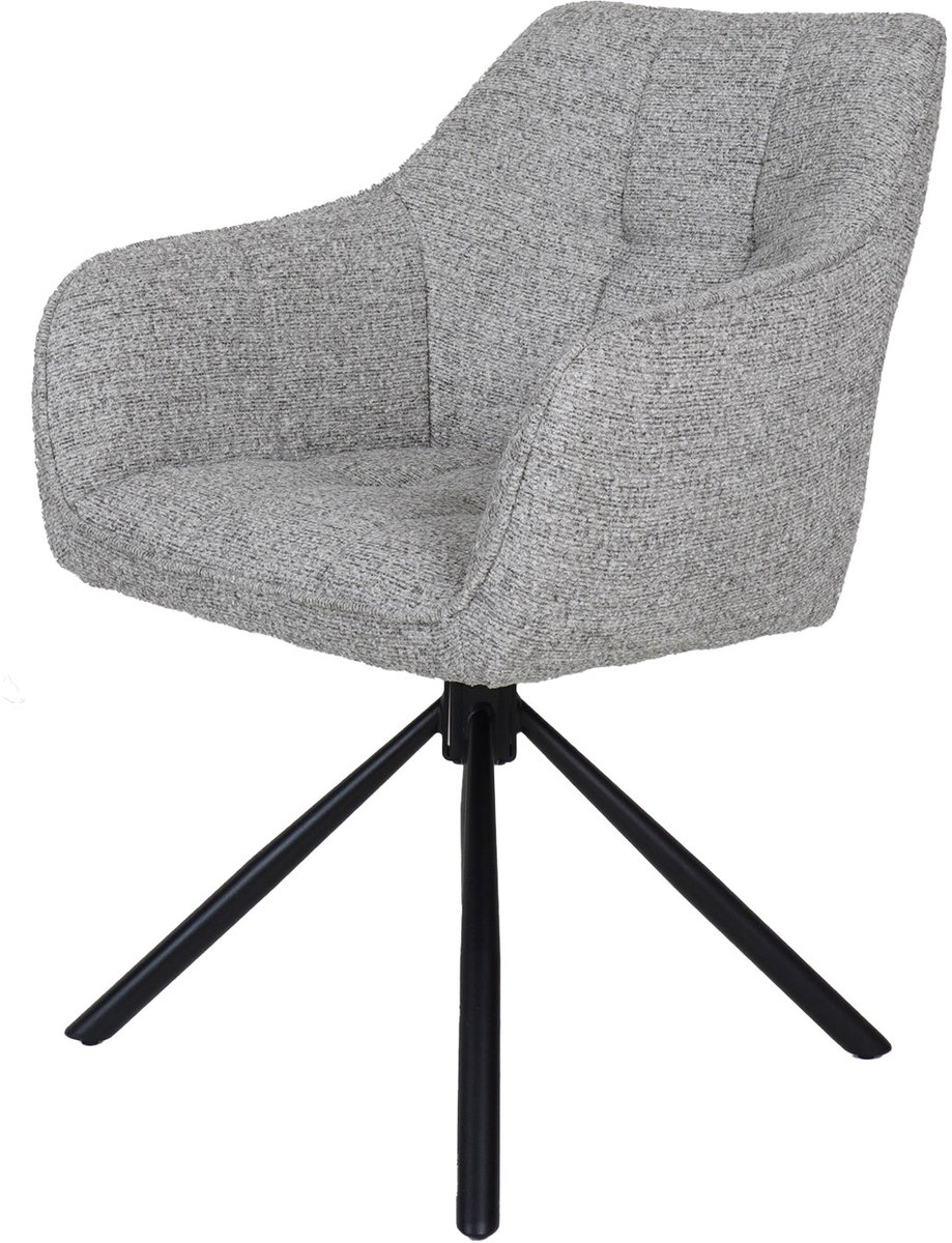 Home67 Eetkamerstoel Chris - Taupe 22 - Draaibare Design Eetkamerstoel met Armleuning in Hotel Chique Stijl met Spinpoot