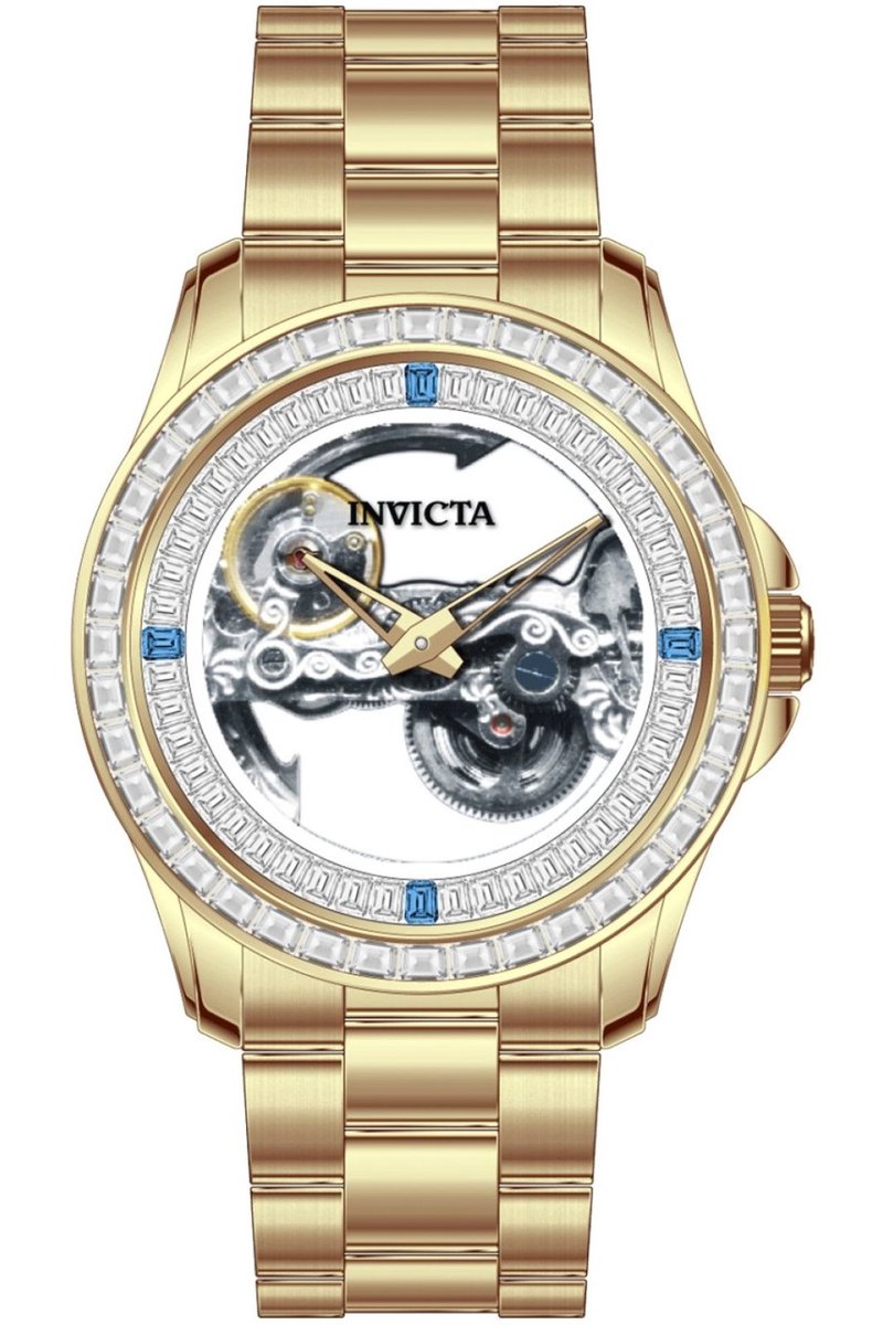 Invicta Objet D Art 69114 Heren Horloge - Waterdicht - Analoog - Automatisch Uurwerk - Roestvrij Staal met witte Wijzerplaat - 43mm