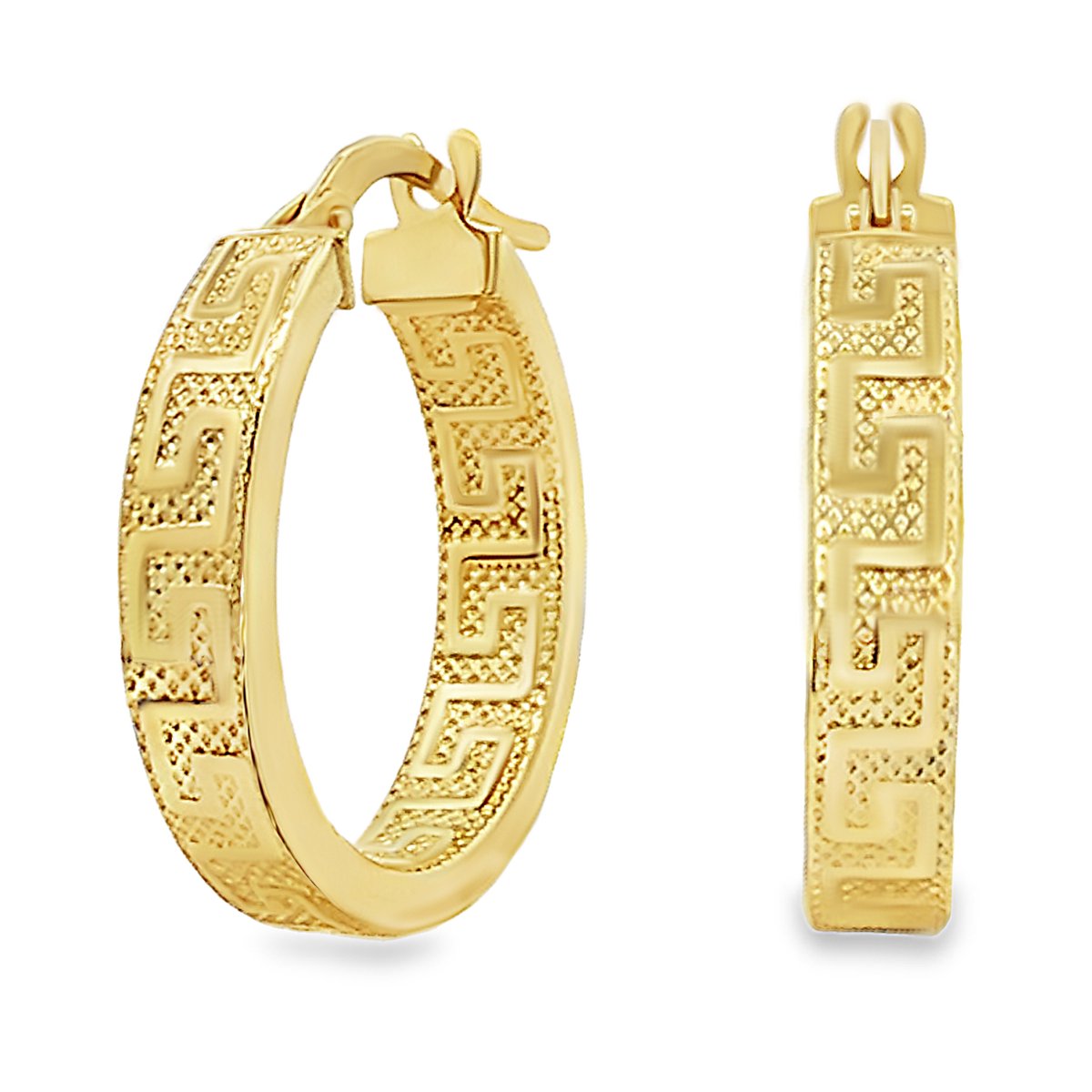 Juwelier Zwartevalk 14 karaat gouden oorbellen met meander teken - 12.062/20mm