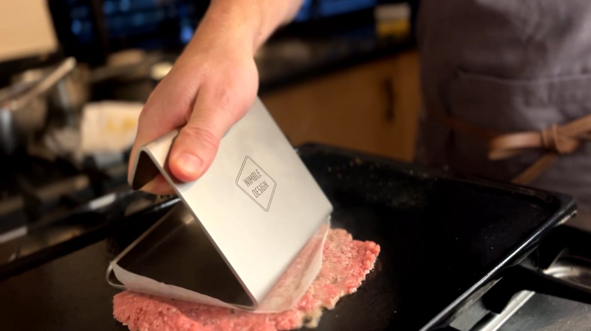 Design Grill pers / Hamburgerpers - RVS - by Nimble Design