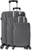 Trolley ADC Elegance Kofferset 3-delig – Harde ABS koffers 55, 65 en 75 cm – 4 zwenkwielen – Cijferslot – Donkergrijs