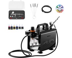 VEVOR Airbrush Pistoolset Luchtcompressor met 1 Airbrush 3 Nozzles Slang