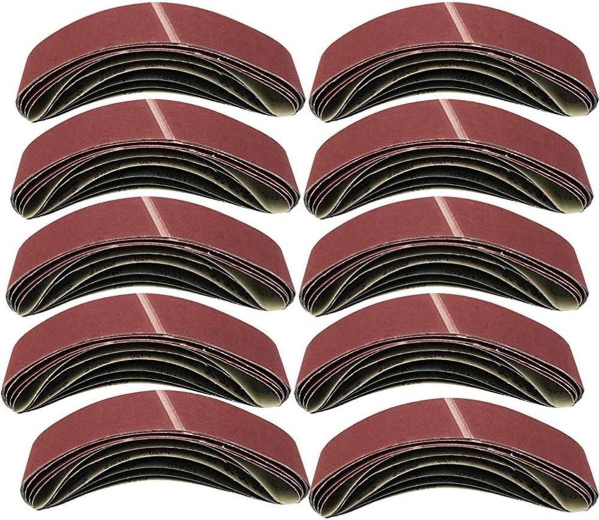 Provento - Set van 10 Doek Schuurriemen - Schuurpapier voor Schuren - 75mm x 533mm - 120 Korrel.