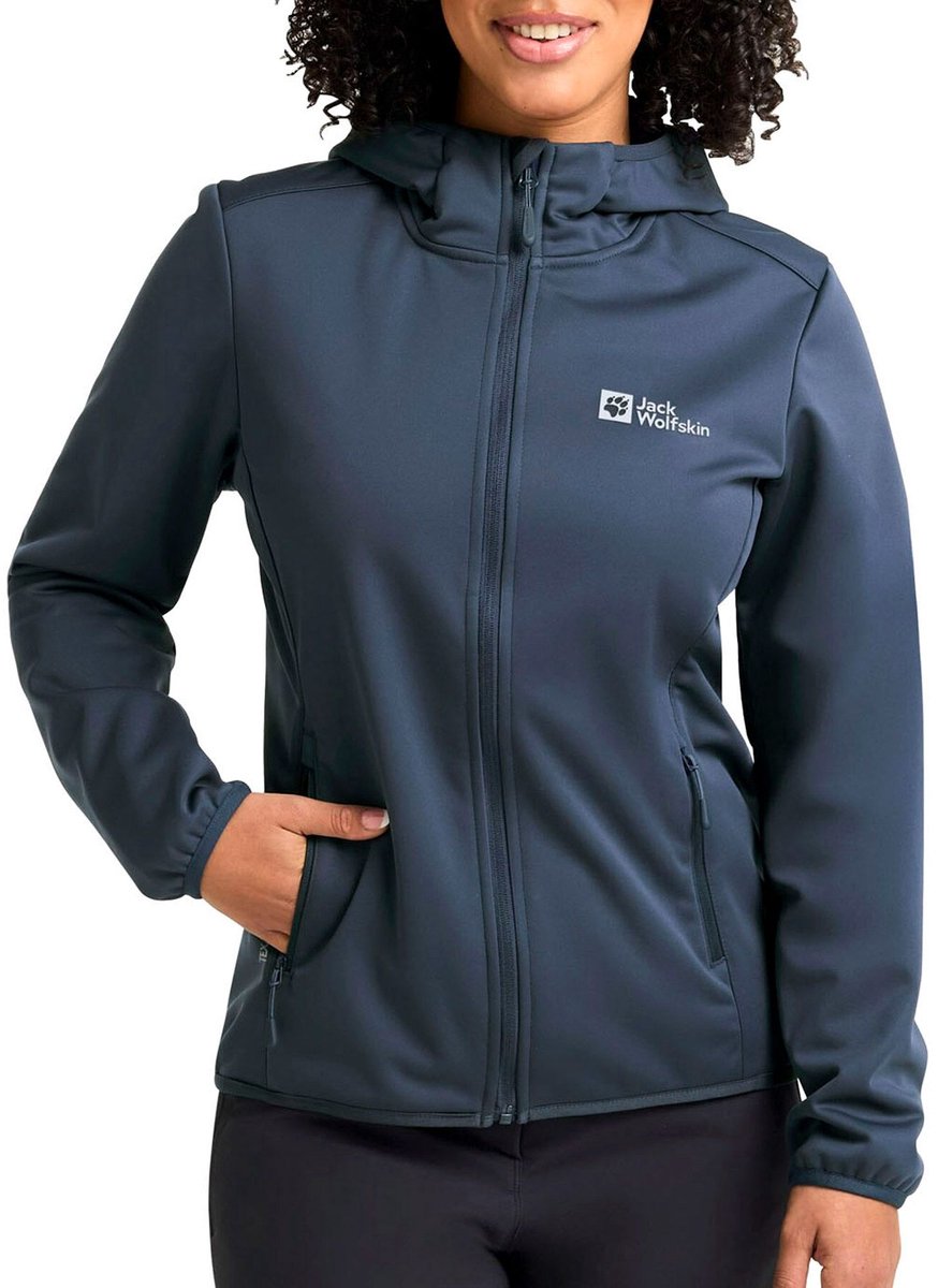Jack Wolfskin Windhain Hoody Softshell Jas Dames Blauw