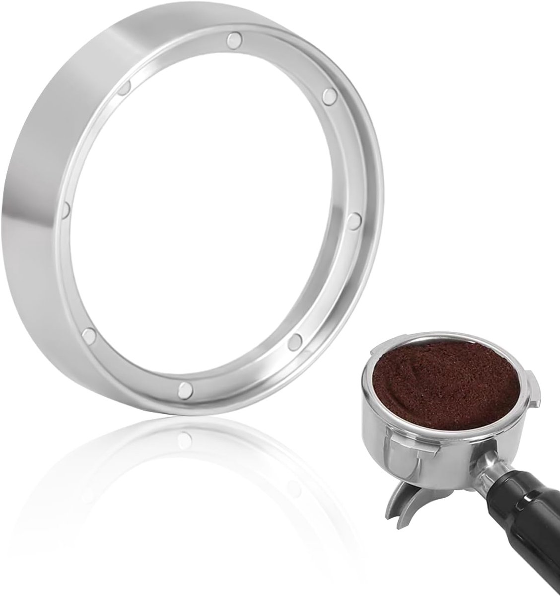 Efficiënte 51 mm koffiepercolator trechter van aluminium met koffielepel