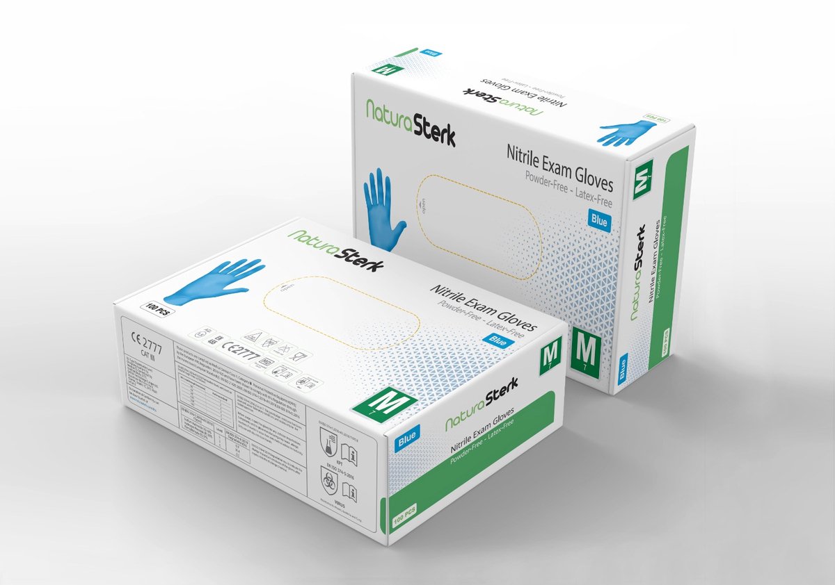 NaturaSterk Wegwerp Handschoenen - Nitril Handschoenen Maat M - 3.5 g - 100 Stuks - Poedervrij - Latex vrij - Niet Steriel - Blauw