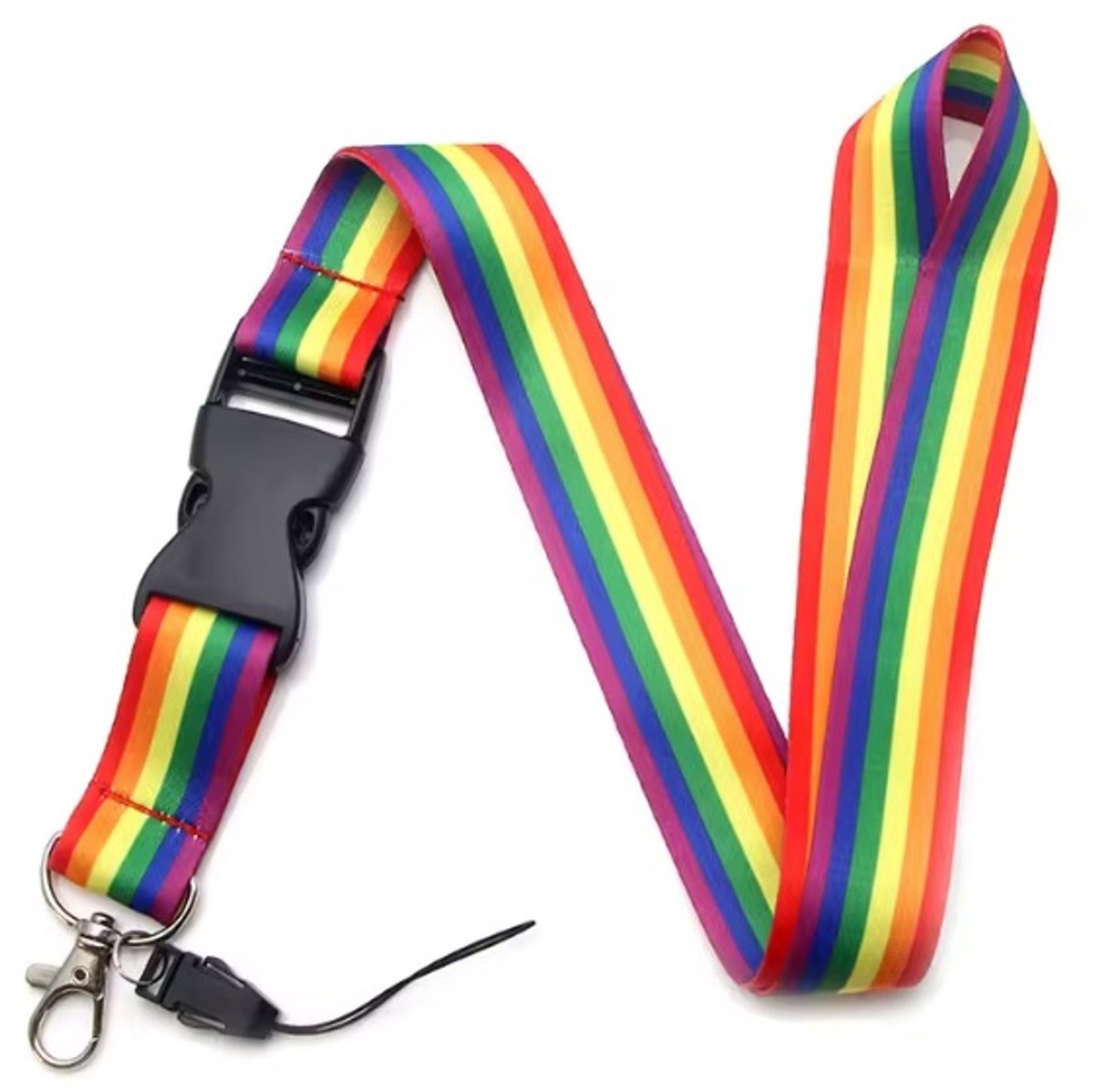 Finnacle - 2 x Keycord - Lanyard - Regenboog 50cm voor rainbow fun thema feesten, festivals, pride events en meer