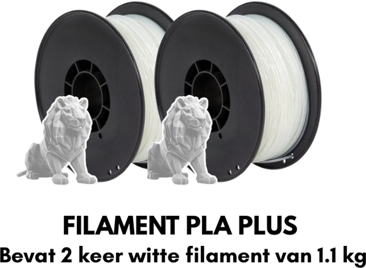PLA+ 3D Printer Filament 2× 1.1kg Wit – Premium 1.75mm PLA Plus Filament met Hoge Sterkte, Perfecte Laaghechting & Ultra-Gladde Printkwaliteit – Universeel Compatibel voor FDM/FFF 3D-Printers