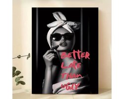 Badkamer poster - Toilet poster - Design poster - vintage poster - Better late then ugly - Huis interieur - stijl poster - vintage - Trendy