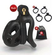 Quick Relief Elite Lock™ Nub - Chastity cage - Kuisheidskooi met 4 ringmaten - Kuisheidskooi voor Mannen - Sissy - Cock Cage - Zwart