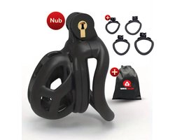 Omslag van Quick Relief Elite Lock™ Nub - Chastity cage - Kuisheidskooi met 4 ringmaten - Kuisheidskooi voor Mannen - Sissy - Cock Cage - Zwart