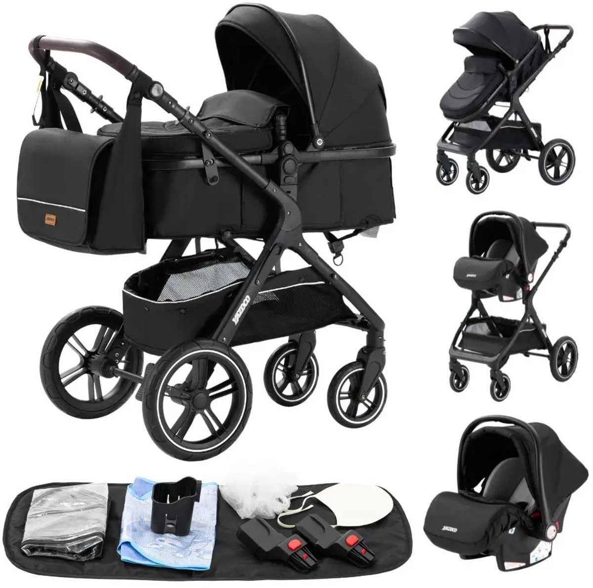 Jessi Store - Luxe 3-in-1 Kinderwagen - Reiskinderwagen - Opvouwbaar - All terrain - Met Autostoel - Buggy - 87 x 53 x 105 cm - Jessi - €167,95