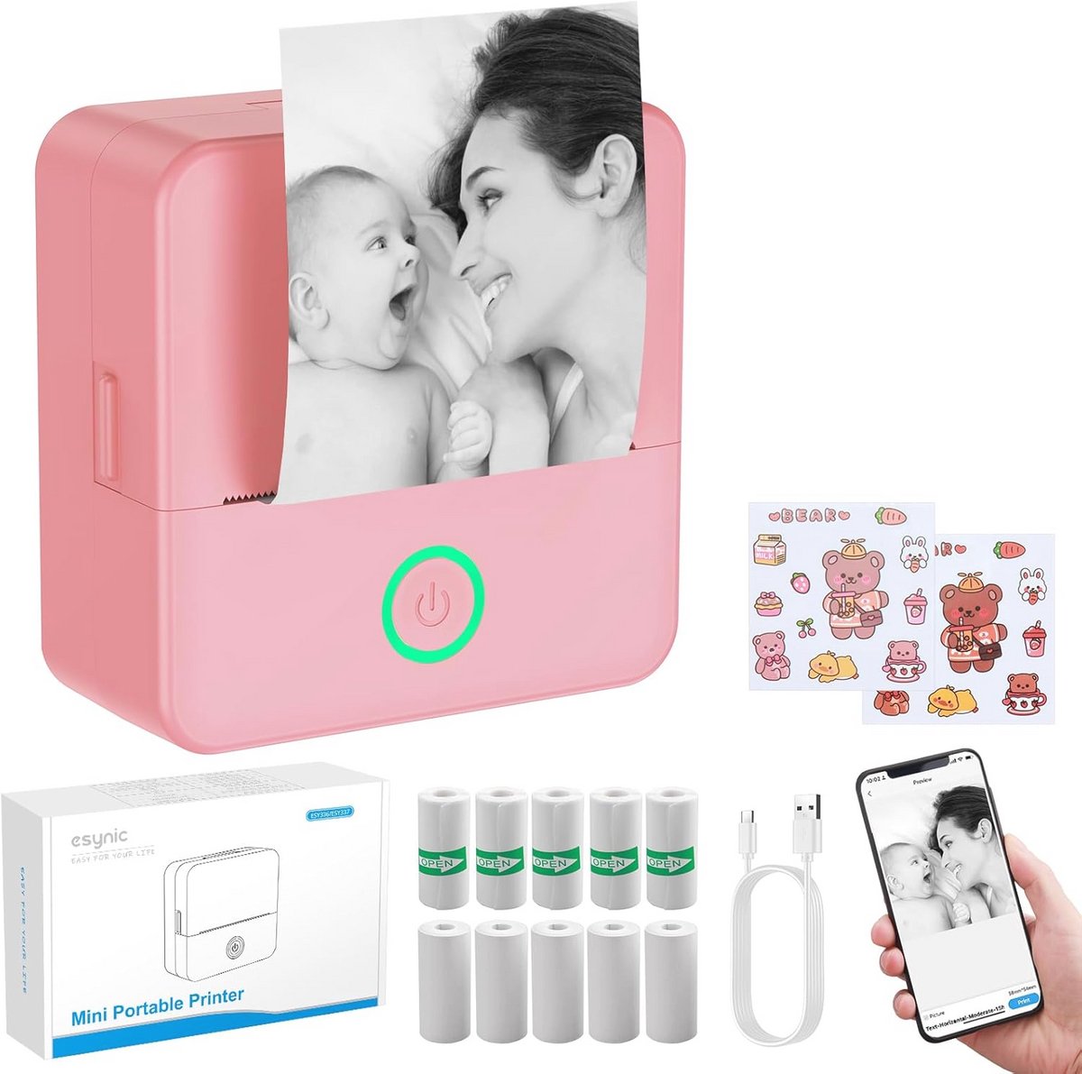 Draagbare Mini-Thermische Printer - Inktloos, Bluetooth Compatibel met Android en iOS