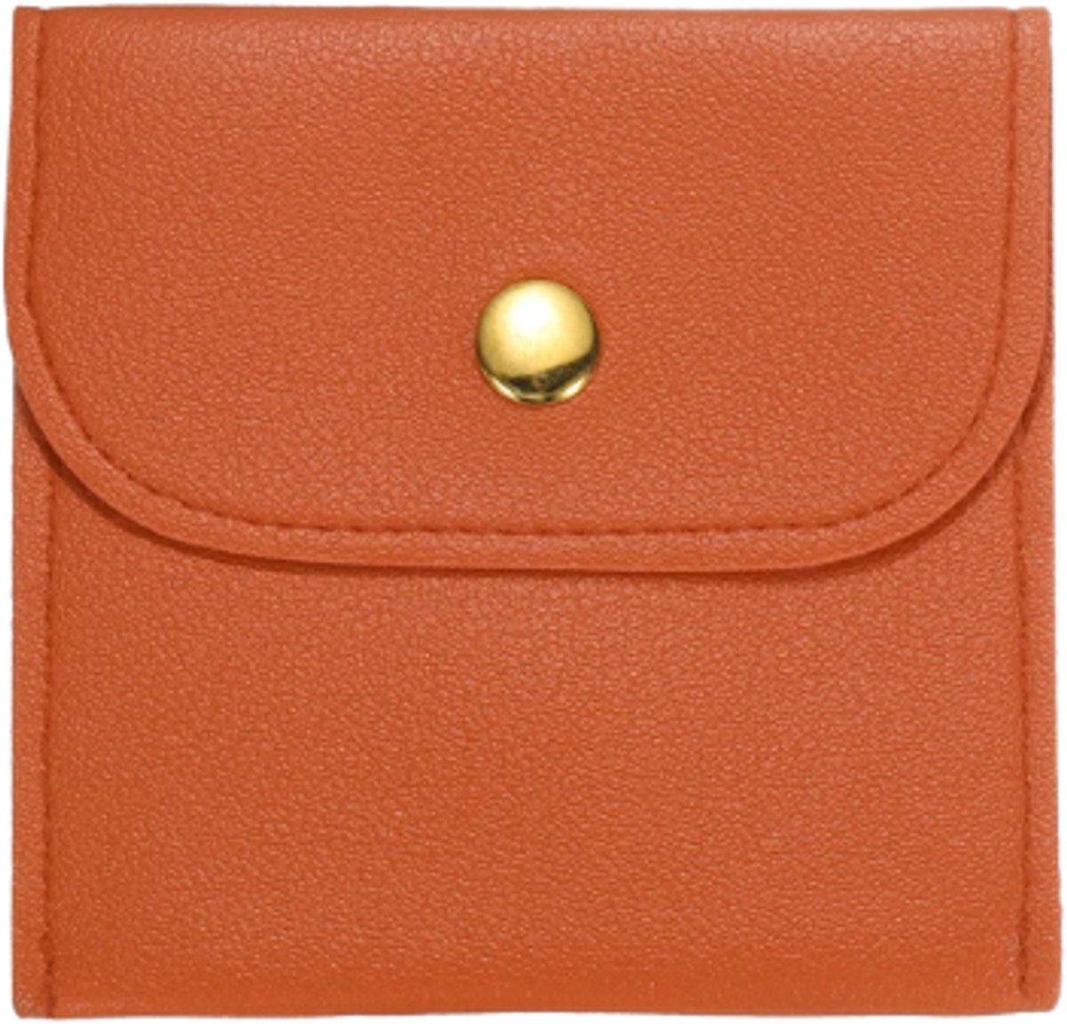 Premium Kunstlederen Opbergpouch – Compact met Drukknoop – Oranje | Voor Sieraden, Oordopjes, Sleutels & Kleingeld | Travel-Proof Mini Pouch | Jewelry bag
