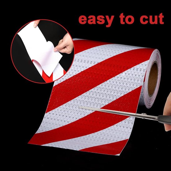 Zelfklevende Reflector Tape Rood Wit 10 M X 10 Cm Fluorescerende 