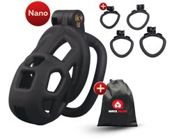 Quick Relief Elite Lock™ Nano - Chastity cage - Kuisheidskooi met 4 ringmaten - Kuisheidskooi voor Mannen - Sissy - BDSM - Cock Cage - Zwart