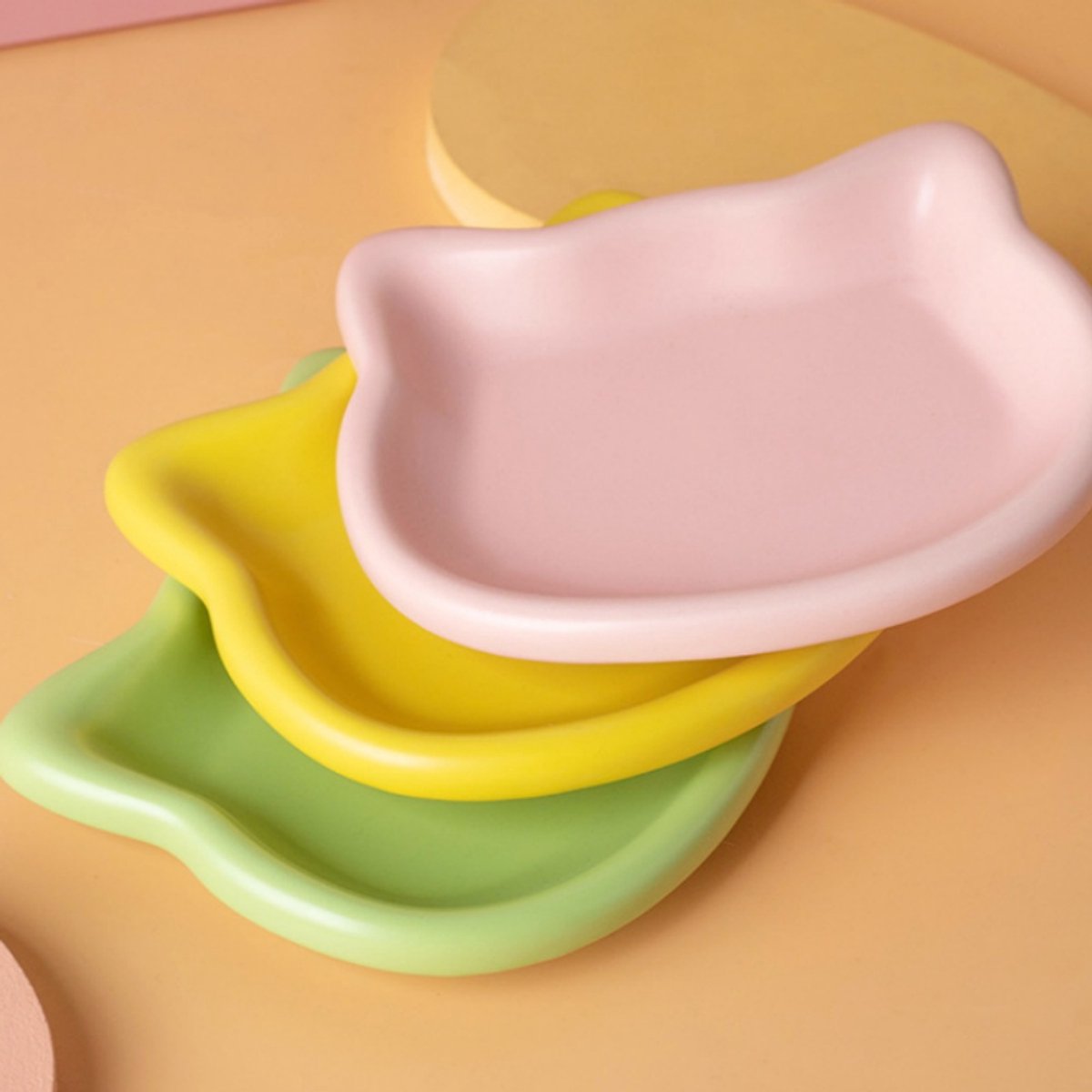 3 stuks - Voerbakken - Anti-tip voerbakken - Geschikt voor natvoer, droogvoer en snacks - Voor kittens en volwassen katten - Diverse kleuren