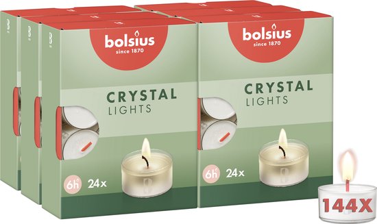 Bolsius - Clear Cup - 144 Waxinelichtjes - Theelichtjes - 6 branduren - Duurzaam