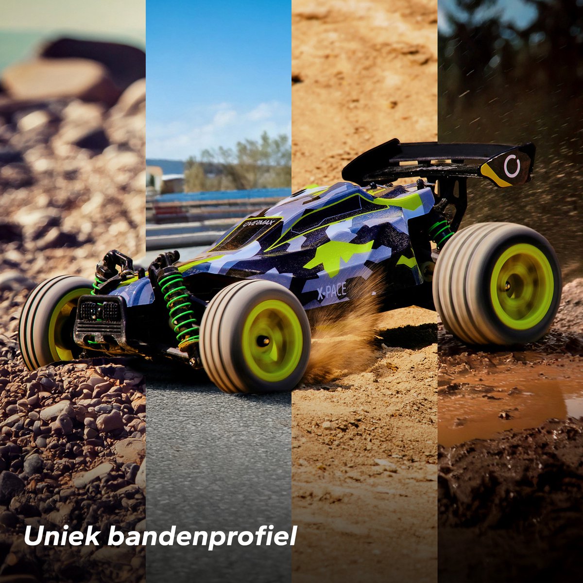 Overmax X-Pace - Bestuurbare Auto - 2 accu’s - 30 km/u - 4x4 - 1:18 - Bereik 100m - Onafhankelijke vering - LED’s - Offroad RC Auto Volwassenen & Kinderen - Afstandsbestuurbare Auto voor Buiten — afbeelding 5