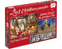 Kerstpuzzels - A Cosy Christmas + Skating Around the Christmas Tree - 2×1000 stukjes 68×49cm (b×h) - Tucker's Fun Factory Legpuzzels