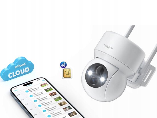 ieGeek Beveiligingscamera Draadloos Buiten – 2K 3MP FULL HD - Camerabewaking - Bewakingscamera Voor Buiten - Buitencamera - Buiten Camera Met Nachtzicht - Oplaadbaar - 3W Zonnepaneel - WIT — afbeelding 4