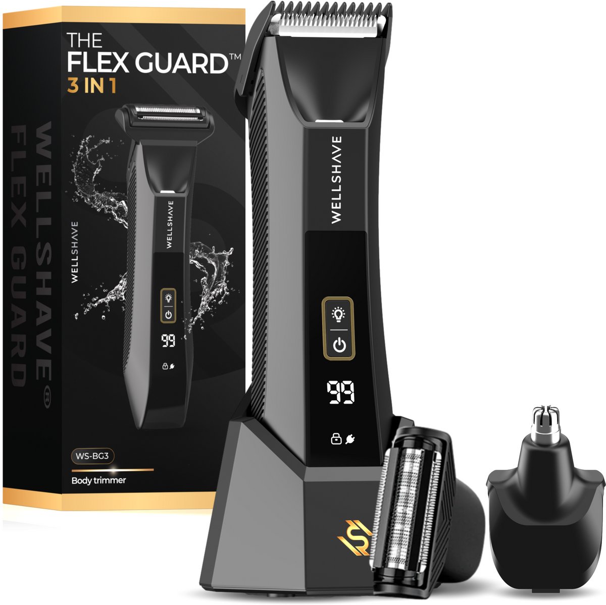 Wellshave 3 in 1 Bodygroomer Mannen - Shaver voor Schaamstreek & Lichaam - Bodytrimmer Heren - Lichaamstrimmer - Flex Guard