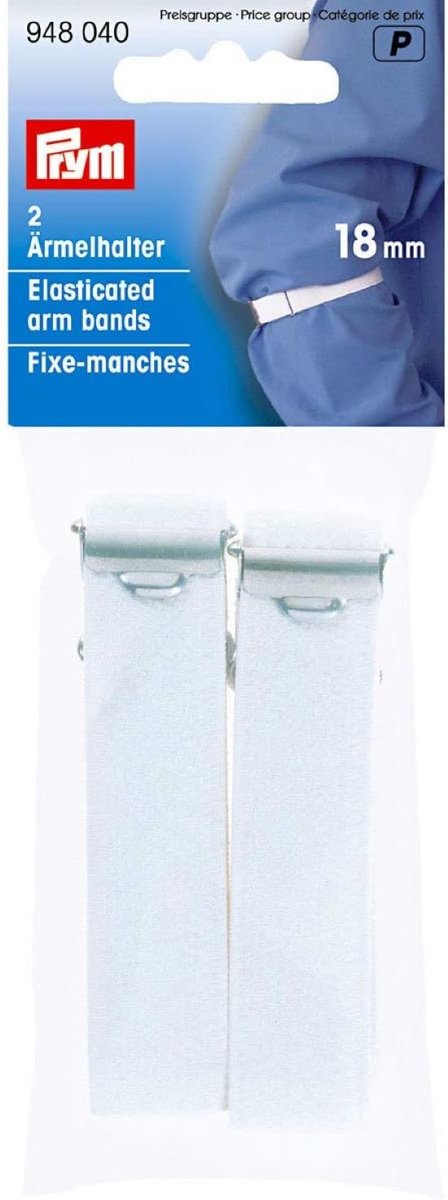 Prym 948040 - 2 mouwophalers - mouwophouders elastisch wit - 18mm - 2x mouwophouder - one size verstelbaar