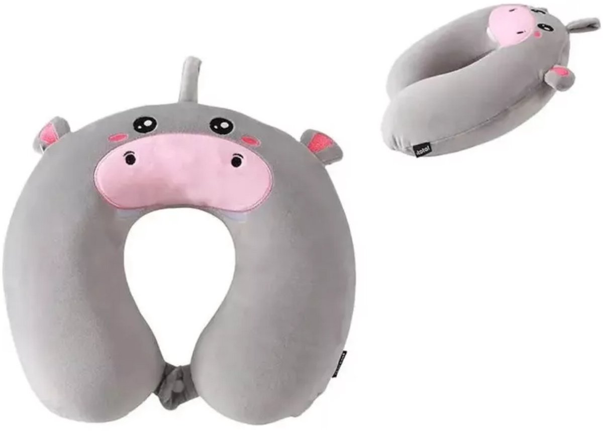 iTotal Neck Pillow HIPPO Nijlpaard 33 x 28 x 18 cm ontspanning | unieke nekkussen