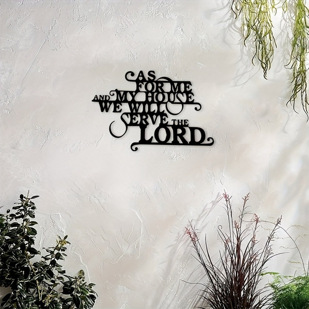 VANDAAG VERZONDEN - Wandbord METAAL met boodschap - Bijbel - Decoratie - Christelijk Versiering - Wanddecoratie - For me and my house, serve the Lord