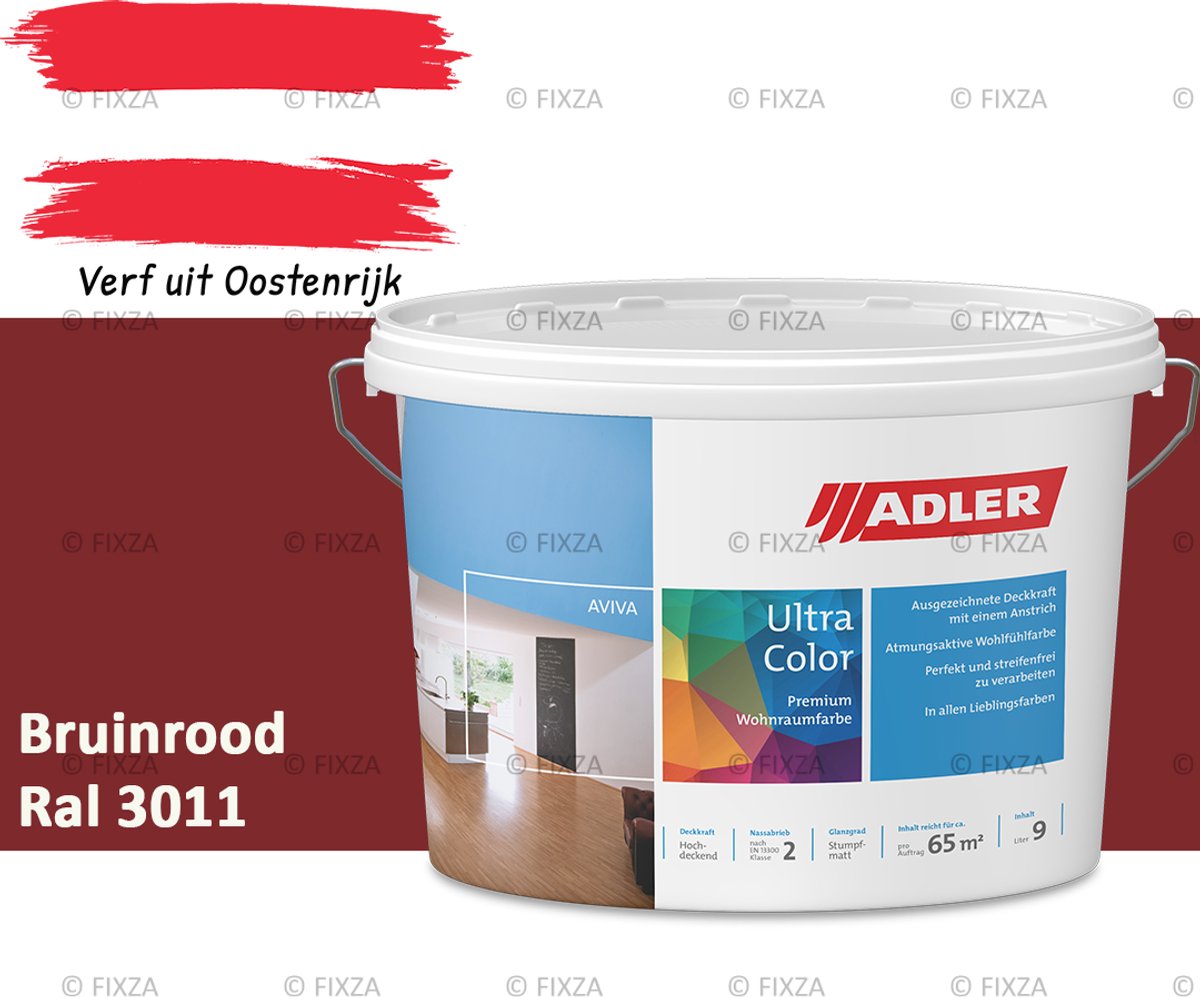 ADLER Aviva Ultra-Color SD Muurverf – Premium Matte Binnenmuurverf met Smart-Dry Technologie – Streeploos & Hoge Dekking – Bruinrood – 1 Liter