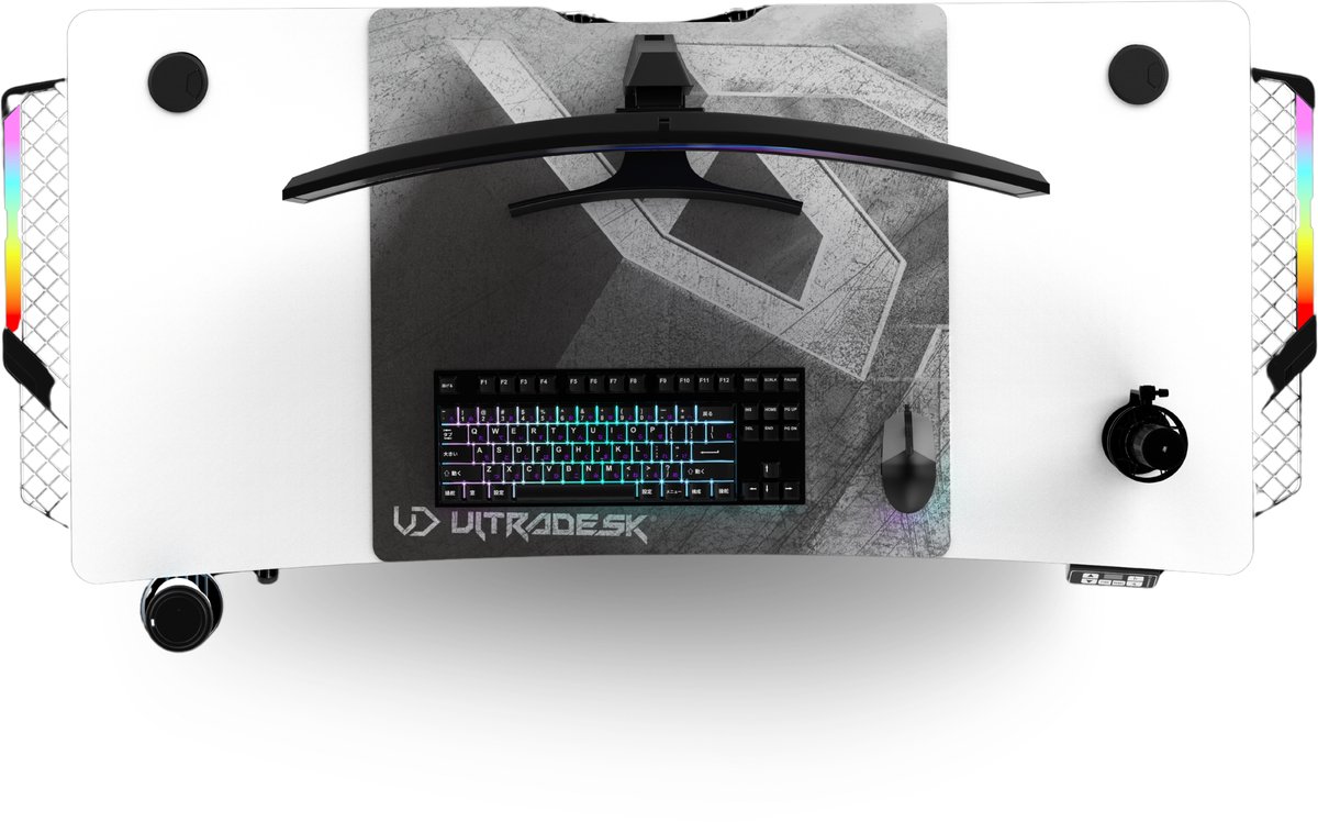 Ultradesk LEVEL V2 LED RGB – Bureau met Elektrische Hoogteverstelling – Wit – Voor Gaming, Home Office & Kantoor – Met RGB Verlichting