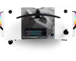 Ultradesk LEVEL V2 LED RGB – Bureau met Elektrische Hoogteverstelling – Wit – Voor Gaming, Home Office & Kantoor – Met RGB Verlichting
