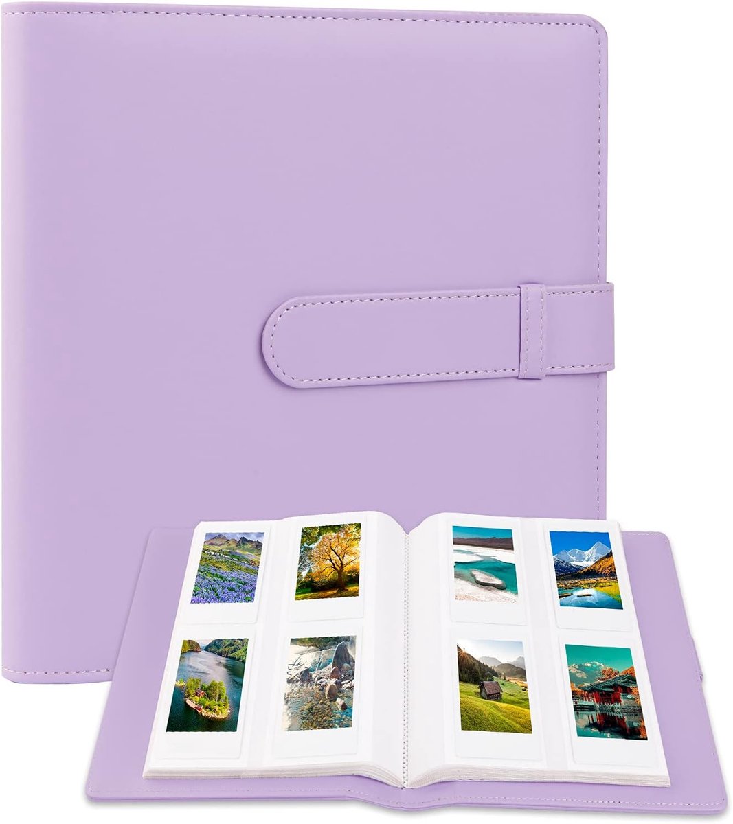 Ynkkvre - Fotoalbum 360° - 256Vakjes - Roze - PU-Omslag - tas voor 3 inch instant foto's