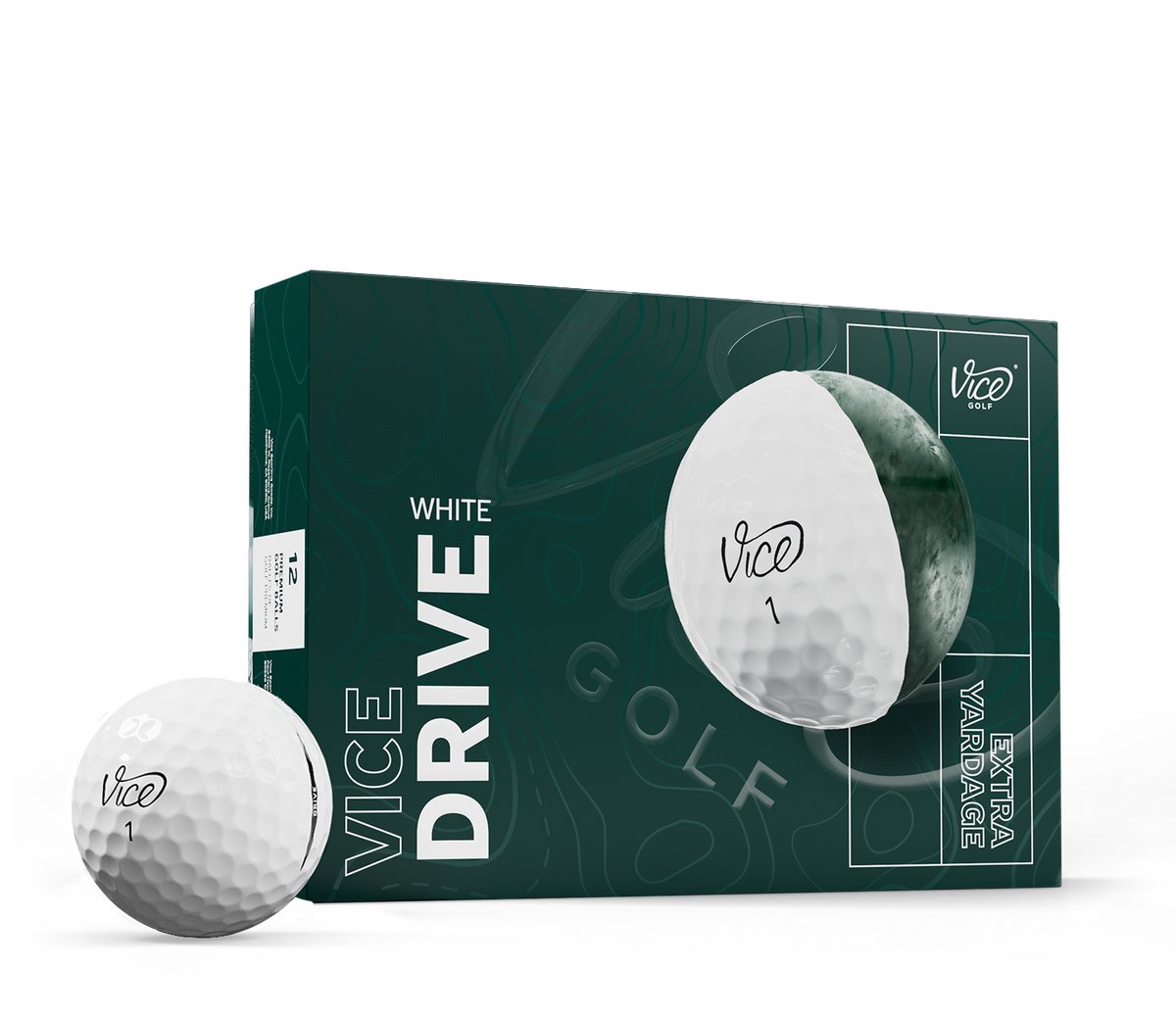 Vice Golf Drive - 12 golfballen - Wit - 2-delig - Duurzame Surlyn® cover - Extra afstand & slijtvast