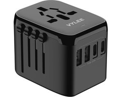 5-in-1 Reisstekkeradapter - Universele Travel Plug voor Europa, VS, UK, Australië met USB-C en USB-A