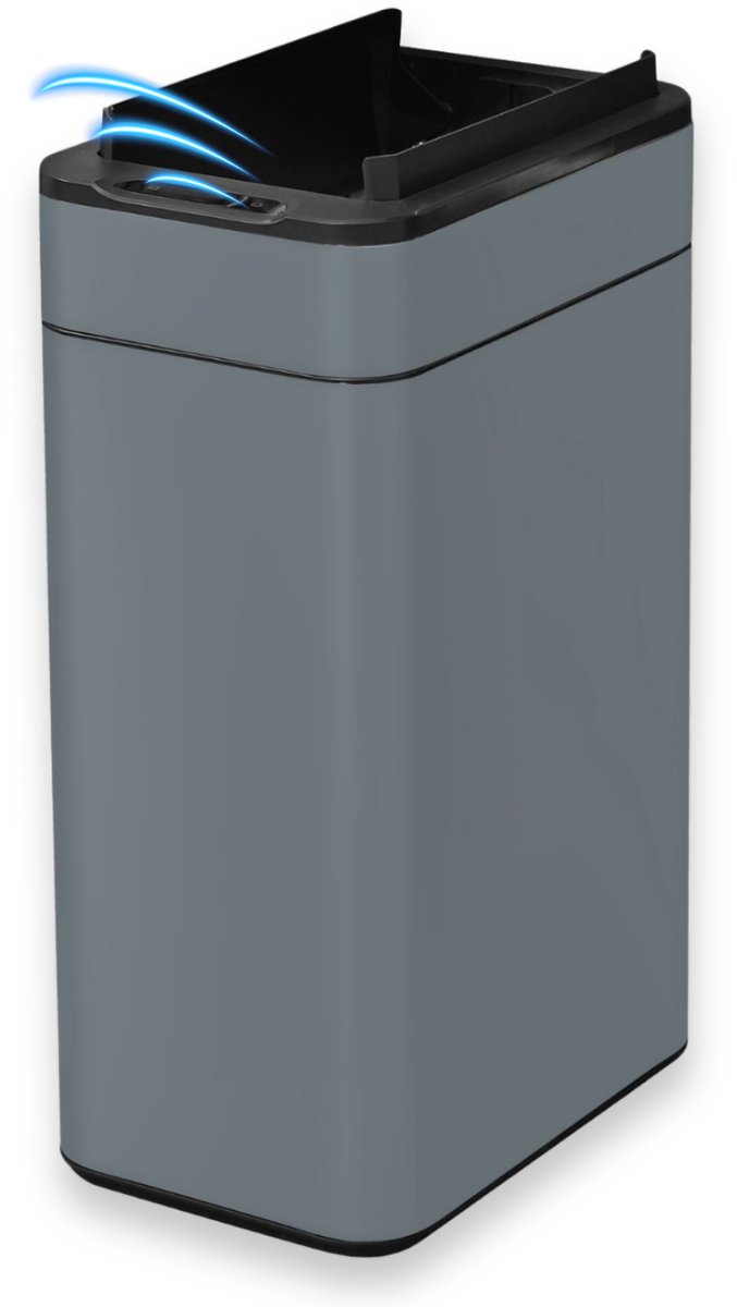 FlinQ Swing Prullenbak - Vuilnisbak met Sensor en Unieke Deksel - Afvalbak met Elegant Design - RVS Afvalemmer - 60 Liter - Antraciet