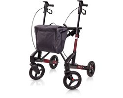 Rollator Topro Troja 5G 'Black Series' – Maat Medium – Bordeauxrood – Zachte Soft Wielen – Inclusief Rugsteun