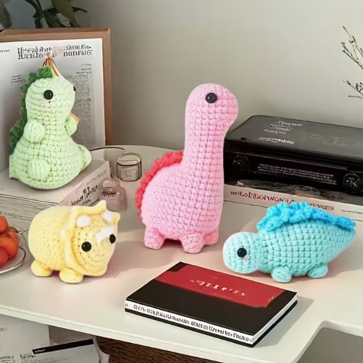 4- delige dinosaurus haakset