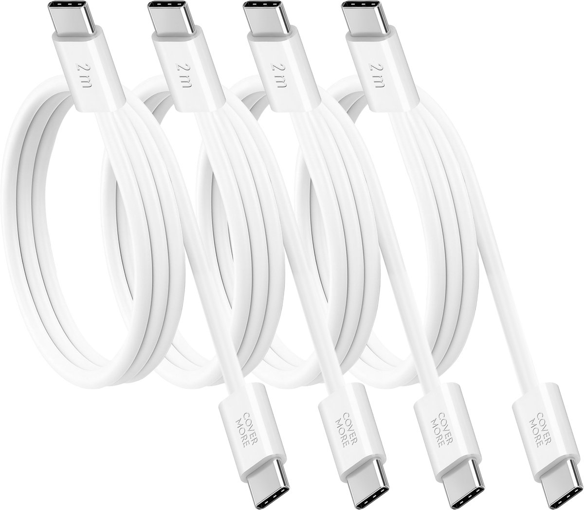 Usb C kabel - Snellader usb C - 4 stuks - 2 meter - Wit - Usbc kabel - Oplaadkabel