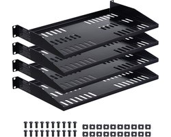 1U Server Rack Plank, 4-Stuks, 22,7 KG Lastevermogen, Geventileerd Cantilever Ontwerp, Muur Of Rack Mountbaar, 25,4 CM Diepte, Versterkte Luchtstroom voor 19-Inch Cabinet en Netwerk Apparaten