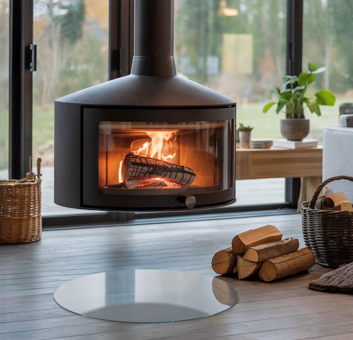 Coloray Vloerplaat Houtkachel - Vloerplaat Openhaard - 50 cm x 50 cm - Houtkachel Accessoires - Grijs Vloerplaat Kachel - Verwarmingsaccessoires - Plaat voor Onder Houtkachel - Open Haard Accessoires - Vloerplaat Voor Kachel