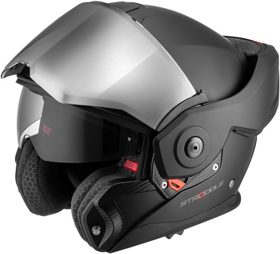 BEON Stradale Motorhelm - M - Systeemhelm met Zonnevizier - 180º Verstelbare integraalhelm - Jethelm - Mat Zwart