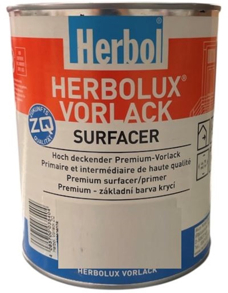 Herbol Herbolux Aqua Vorlack - Watergedragen tussen lack voor hout en diverse ondergronden - 1 L - RAL 9010 Pure White ( gebrokenwit)