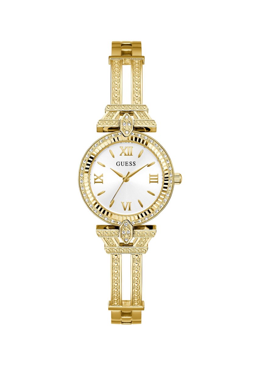 Guess Delphine Quartz Analoog Horloge Gouden Toon Case: 100% Recycled Steel | Armband: 100% Recycled Steel 28 mm GW0864L1, GW0864L2