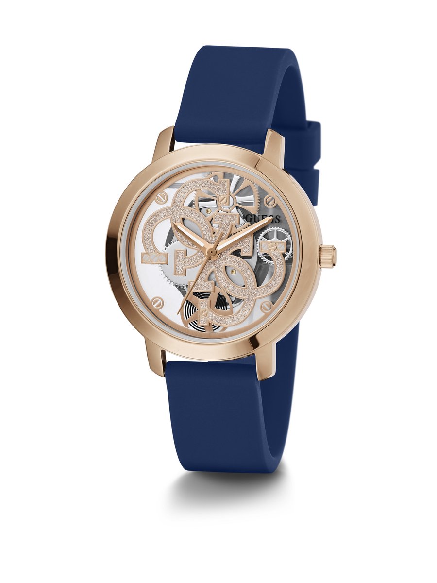 Guess Quattro Clear Horloge Blauw