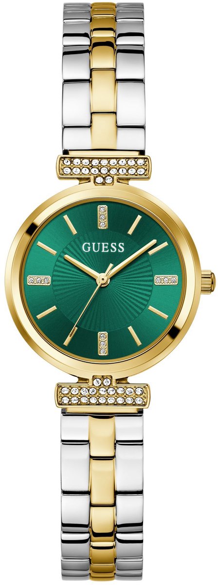 Guess Array Quartz Analog Two-Tone Case: 100% Recycled Steel | Armband: 100% Stainless Steel 28 mm GW0762L6