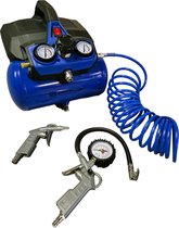 Borg 6 liter Silent - Olievrije - Compressor + 3 delig luchtset - 550 watt - 59 Db - Stille Compressor - Montage compressor -